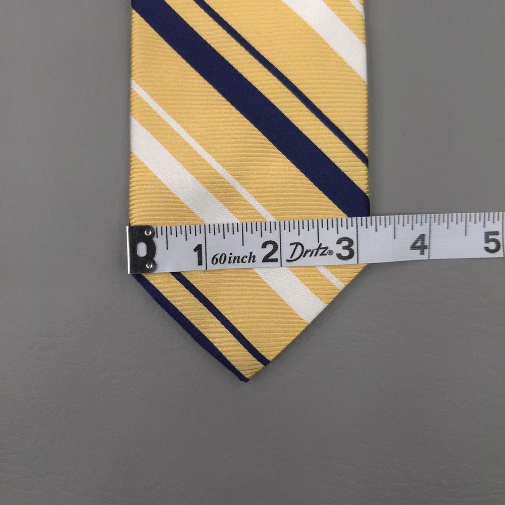 Brooks Brothers Tie Mens One‎ Size Yellow Silk Repp Striped Makers USA Woven
